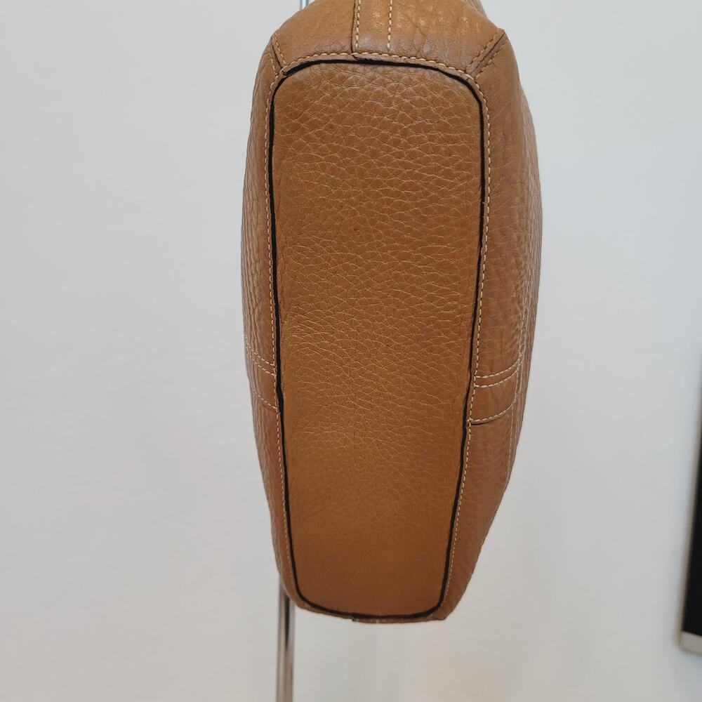 Coach Pebbled Leather Shoulder Bag Brown Tan Hobo Purse Adjustable Strap - Picture 9 of 11